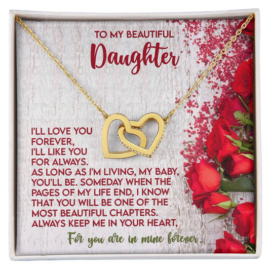Daughter-Love You Forever - Interlocking Hearts Necklace