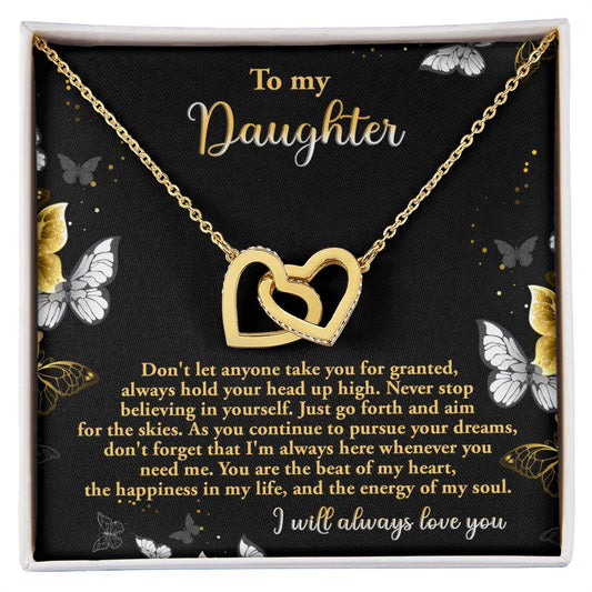 Daughter-Pursue Your Dreams  - Interlocking Hearts Necklace