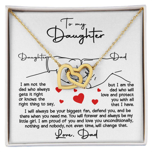 Daughter-Your Biggest Fan - Interlocking Hearts Necklace