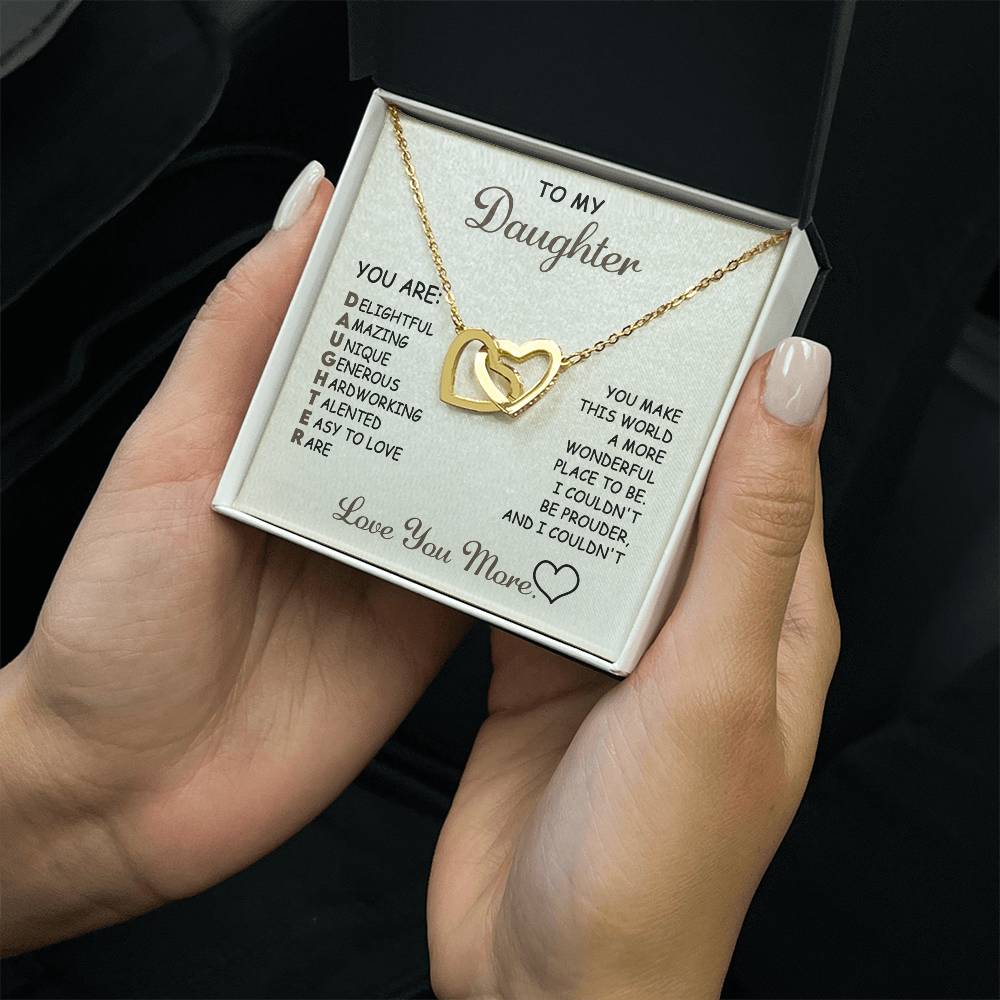Daughter-Love You More -  Interlocking Hearts Necklace