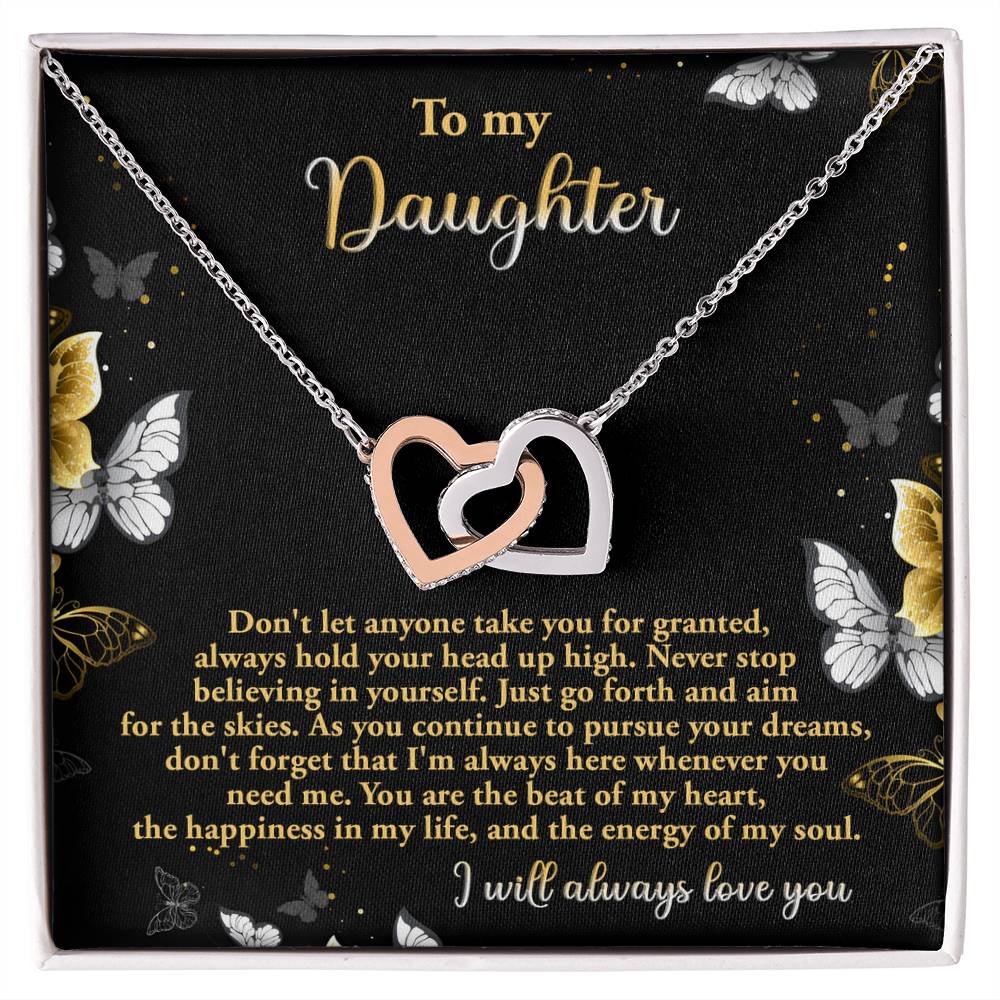 Daughter-Pursue Your Dreams  - Interlocking Hearts Necklace