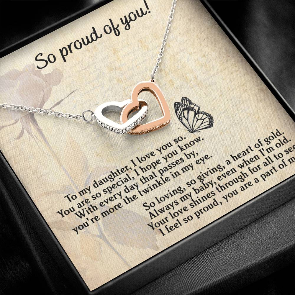 Daughter-Proud Of You  - Interlocking Hearts Necklace