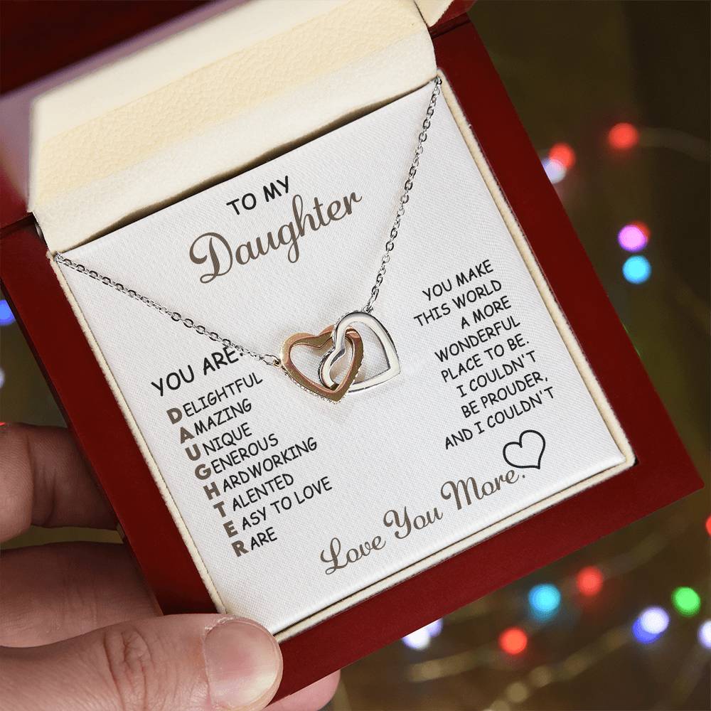 Daughter-Love You More -  Interlocking Hearts Necklace
